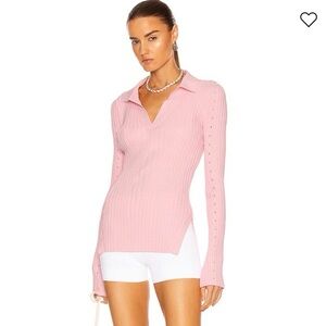 Helmut Lang Slash Polo Top Pink